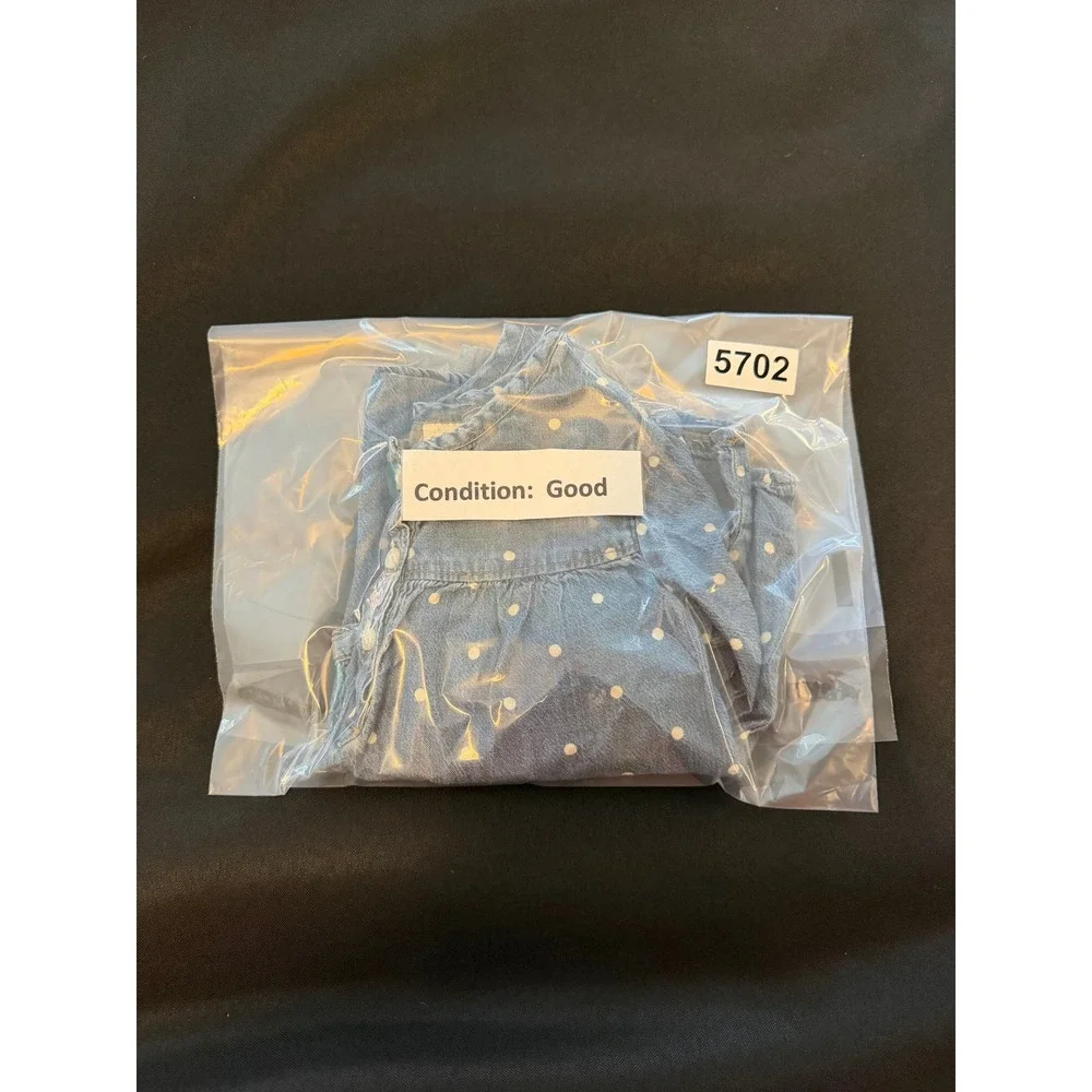 OshKosh Bgosh Toddler 3T Blue Polka Dot Denim Tunic Top Long Sleeve Cotton 5702
